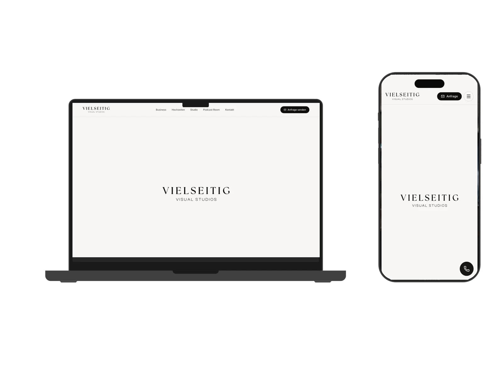 Die Website von Studio Vielseitig auf einem Laptop und einem Smartphone